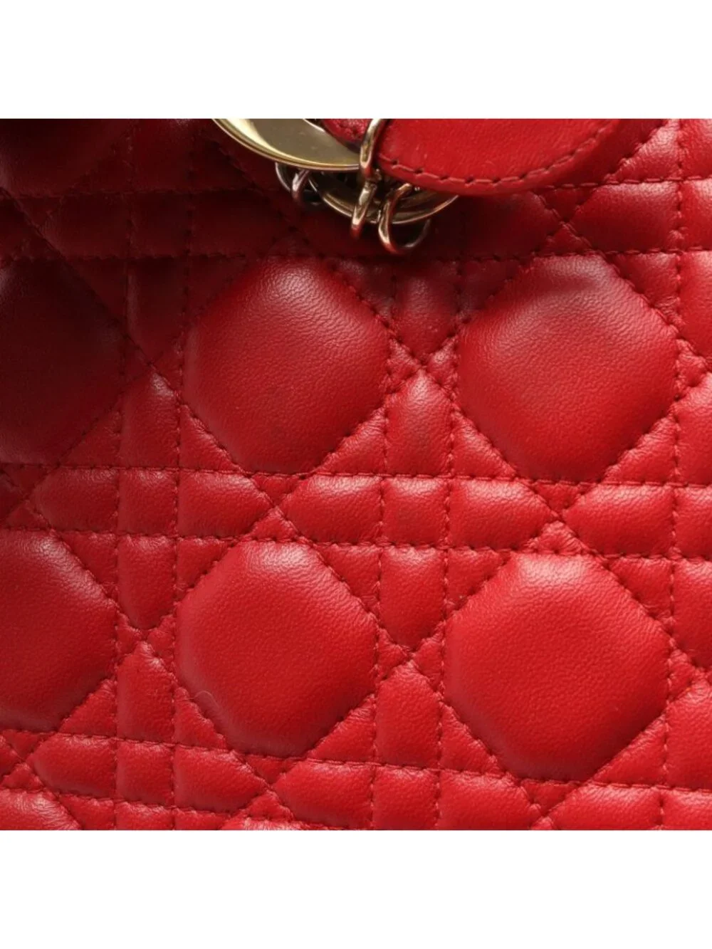 Dior Lady Dior Large 2-Way Red Leather Lady Dior Cannage Tote Bag